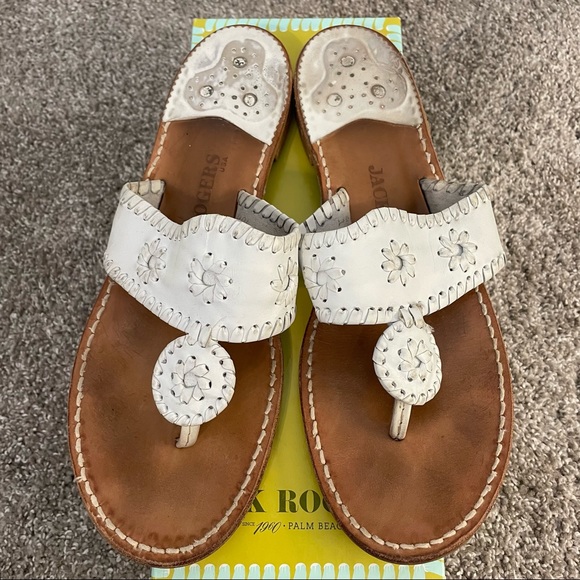 Jack Rogers “Jacks Flat Sandal” White Size 10M - Picture 2 of 5